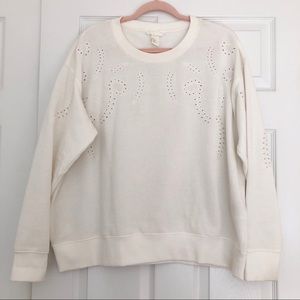 H&M White embroidered sweatshirt